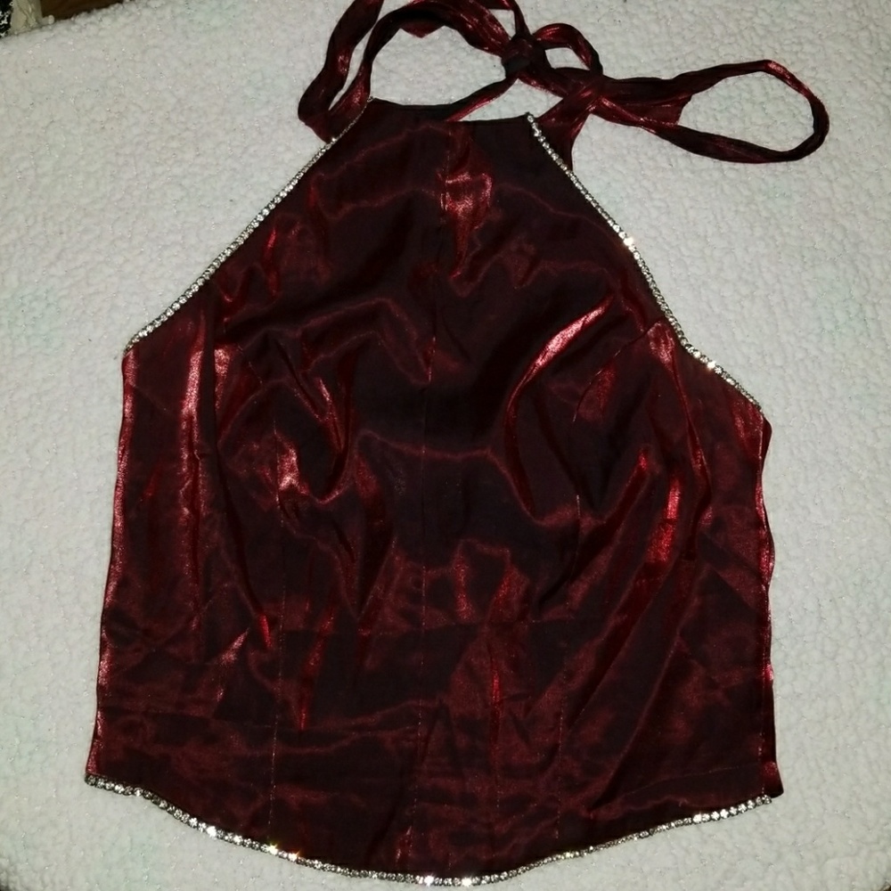 Burgundy top with crystals size small
